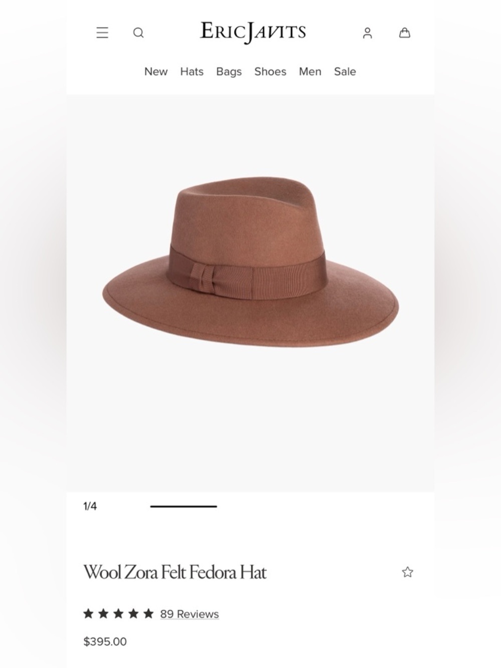 Eric Javits Wide-Brim Wool Fedora Hat in Russet